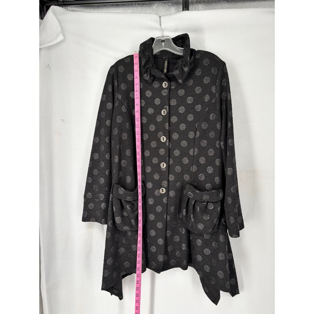 IC by Connie K Minimalist Jacket Womens XL Lagenlook Shirred Collar Polka Dot - Picture 5 of 12